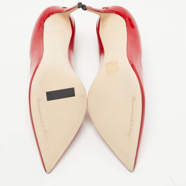 Pre Owned Dolce & Gabbana Red Patent Leather Pointed Toe Pumps Size 39