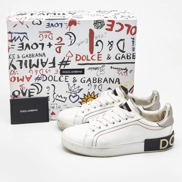 Pre Owned Dolce & Gabbana White Leather Portofino Low Top Sneakers Size 37.5