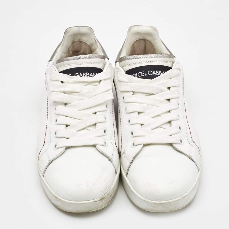 Pre Owned Dolce & Gabbana White Leather Portofino Low Top Sneakers Size 37.5