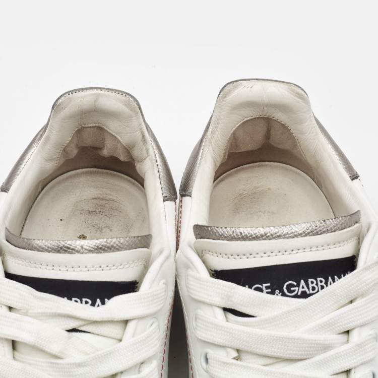 Pre Owned Dolce & Gabbana White Leather Portofino Low Top Sneakers Size 37.5