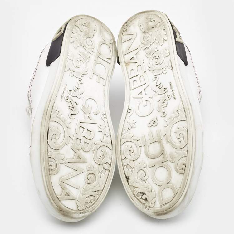 Pre Owned Dolce & Gabbana White Leather Portofino Low Top Sneakers Size 37.5