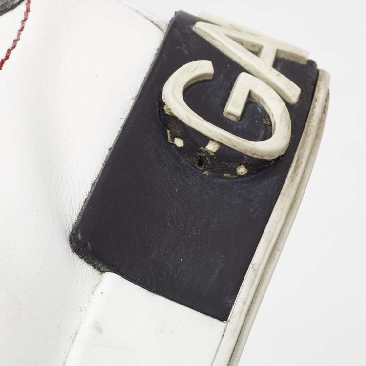 Pre Owned Dolce & Gabbana White Leather Portofino Low Top Sneakers Size 37.5