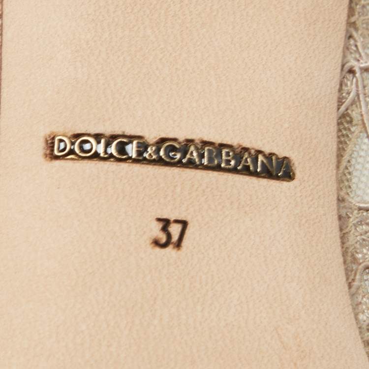 Pre Owned Dolce & Gabbana Beige Lace Bellucci Pumps Size 37