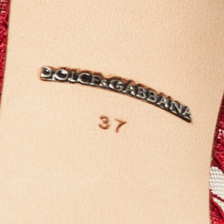 Pre Owned Dolce & Gabbana Red Lace Bellucci Pumps Size 37