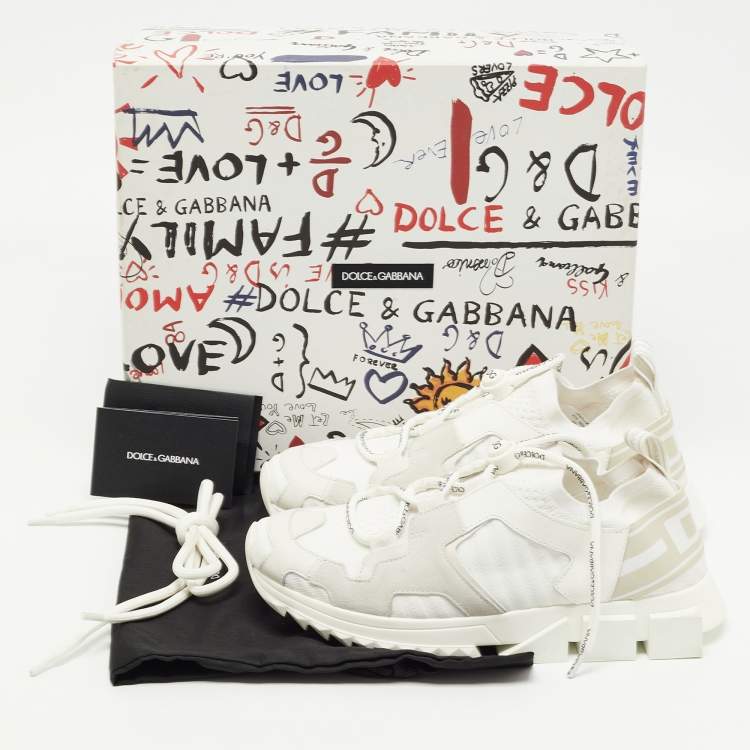 Pre Owned Dolce & Gabbana White/Grey Suede and Leather Sorrento Sneakers Size 38