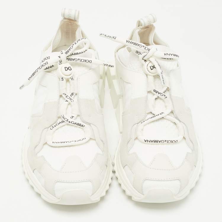 Pre Owned Dolce & Gabbana White/Grey Suede and Leather Sorrento Sneakers Size 38
