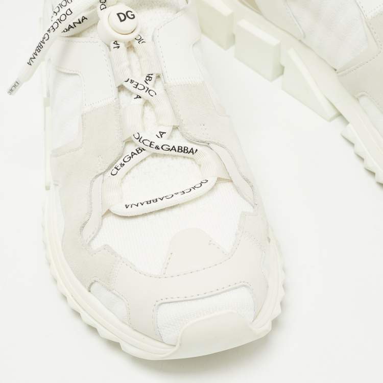 Pre Owned Dolce & Gabbana White/Grey Suede and Leather Sorrento Sneakers Size 38
