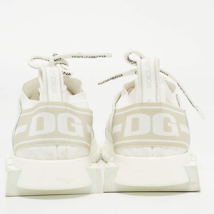 Pre Owned Dolce & Gabbana White/Grey Suede and Leather Sorrento Sneakers Size 38