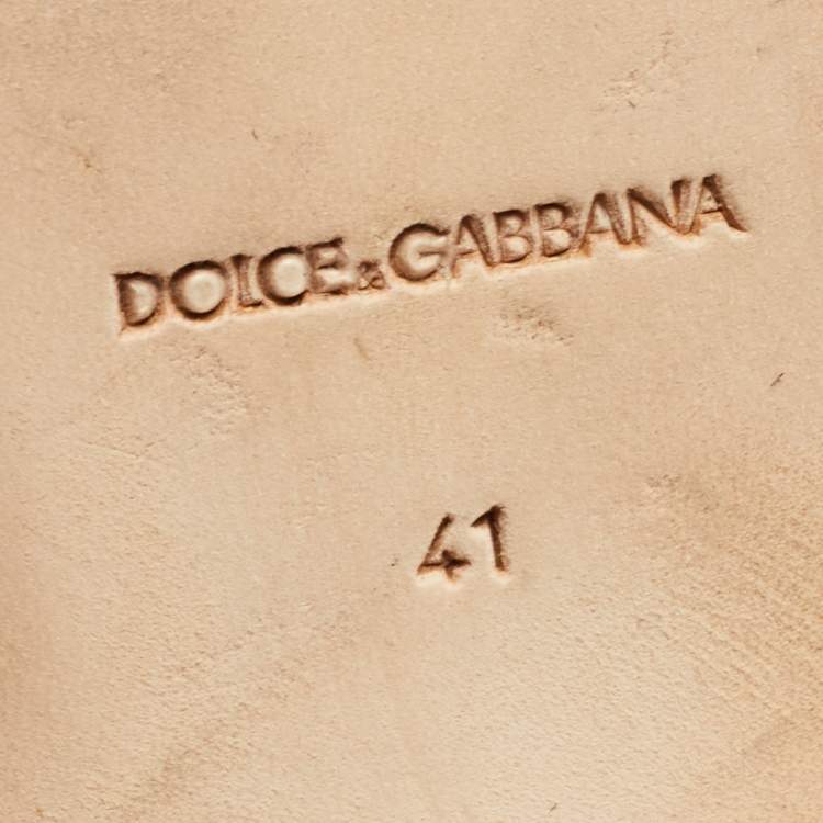 Pre Owned Dolce & Gabbana Green/White Printed Patent Leather Slingback Flats Size 41