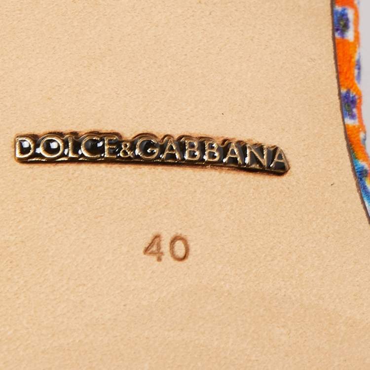 مملوكة مسبقًا Dolce & Gabbana Multicolor Printed Fabric Crystal Embellished and Flower Ankle Strap Sandals Size 40