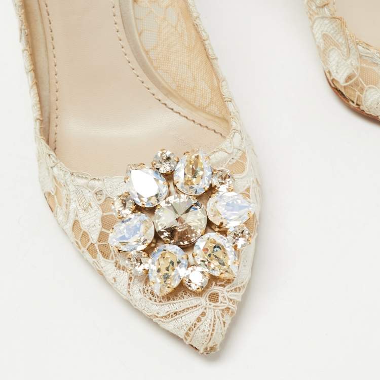 Pre Owned Dolce & Gabbana White Lace Bellucci Pumps Size 39