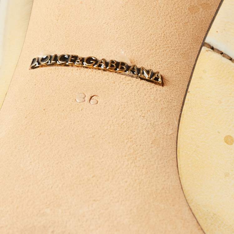 Pre Owned Dolce & Gabbana Gold Leather Embellished Mary Jane Pumps Size 36