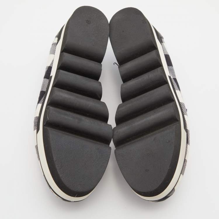 Pre Owned Dolce & Gabbana Black/White Stripe Lurex Fabric and Leather Crystal Embellished Loafers Size 36