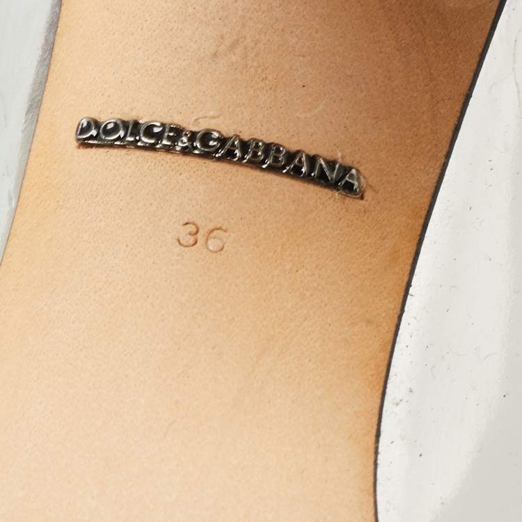 مملوكة مسبقًا Dolce & Gabbana Silver/Black Leather Printed Crystal Embellished Pumps Size 36