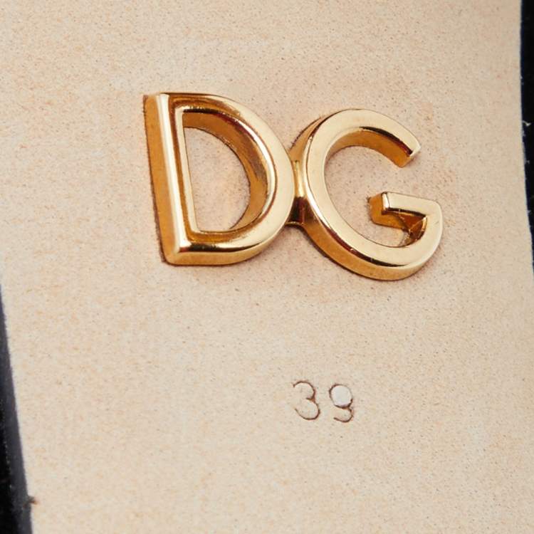 Pre Owned Dolce & Gabbana Black/Gold Leather, Velvet and Suede Heart Sculptured Heel Sandals Size 39