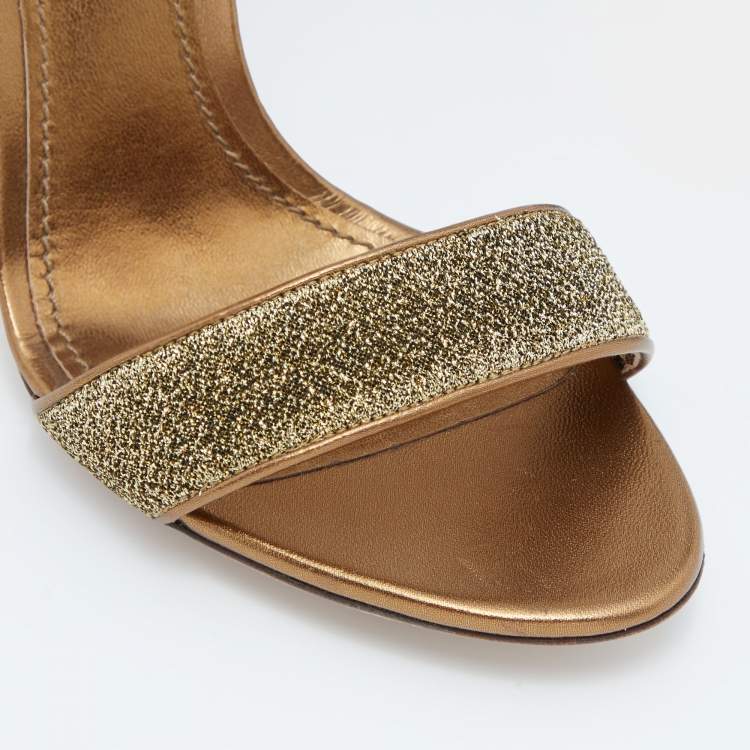 Pre Owned Dolce & Gabbana Gold Lurex Fabric Bette Sculpture Heel Open Toe Sandals Size 39