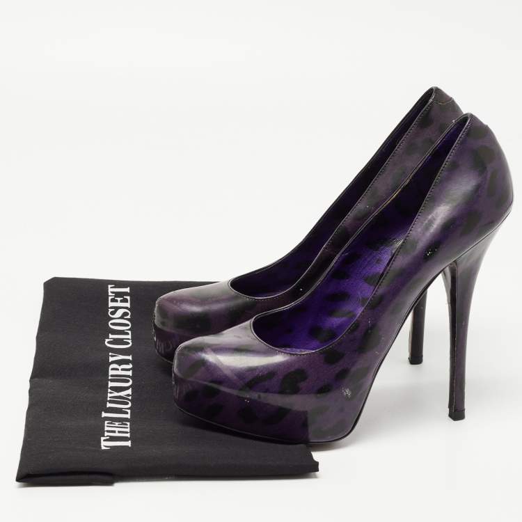 Pre Owned Dolce & Gabbana Purple/Black Patent Leather Platform Pumps Size 39