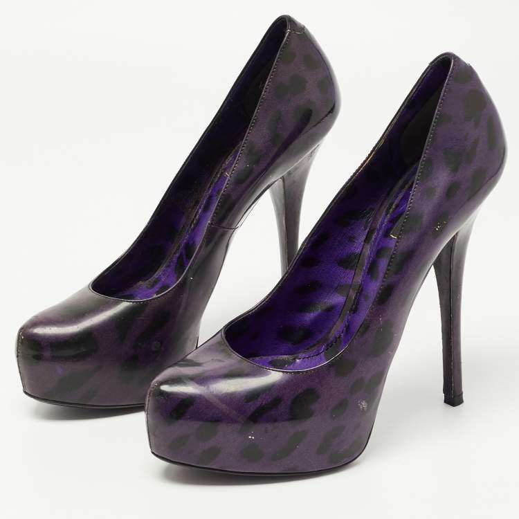 Pre Owned Dolce & Gabbana Purple/Black Patent Leather Platform Pumps Size 39