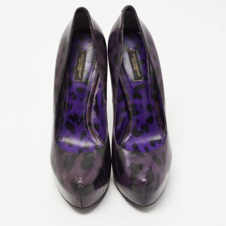 Pre Owned Dolce & Gabbana Purple/Black Patent Leather Platform Pumps Size 39