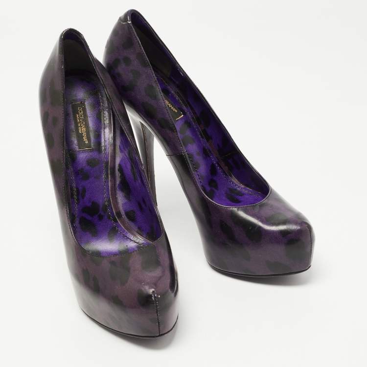 Pre Owned Dolce & Gabbana Purple/Black Patent Leather Platform Pumps Size 39