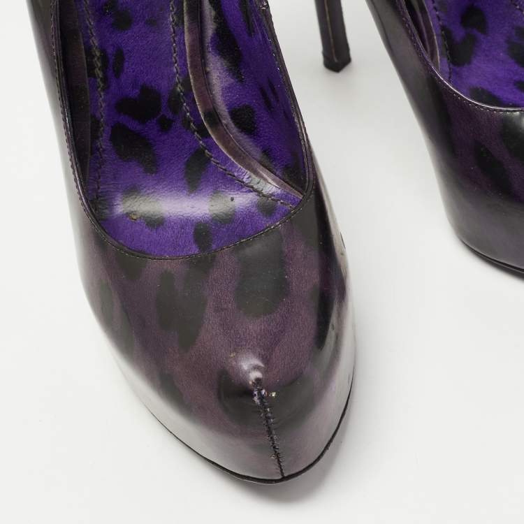 Pre Owned Dolce & Gabbana Purple/Black Patent Leather Platform Pumps Size 39