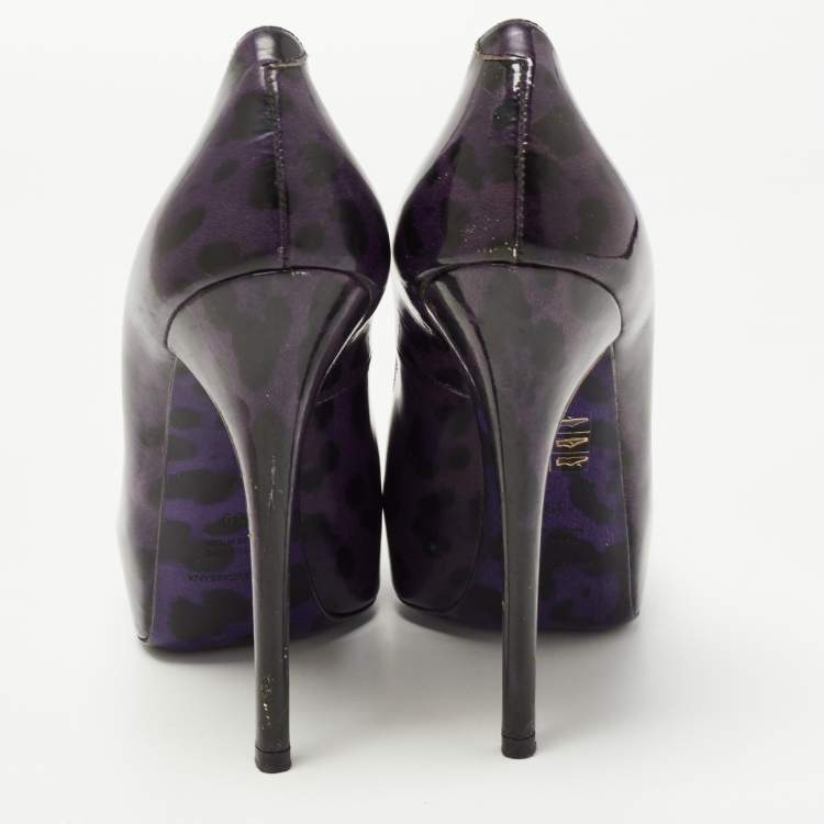 Pre Owned Dolce & Gabbana Purple/Black Patent Leather Platform Pumps Size 39