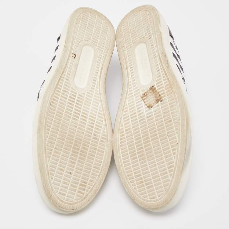 مملوكة مسبقًا Dolce & Gabbana Black/White Mesh and Leather Studded Anchor Sneakers Size 39