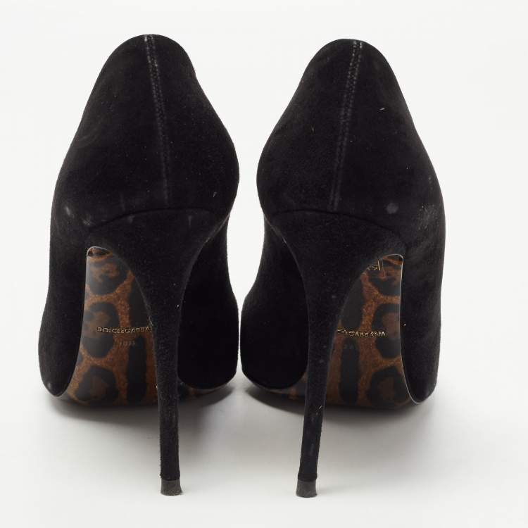 Pre Owned Dolce & Gabbana Black Nubuck Leather Pointed Toe Pumps Size 38.5