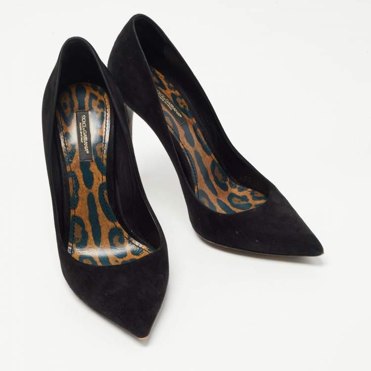 Pre Owned Dolce & Gabbana Black Nubuck Leather Pointed Toe Pumps Size 38.5