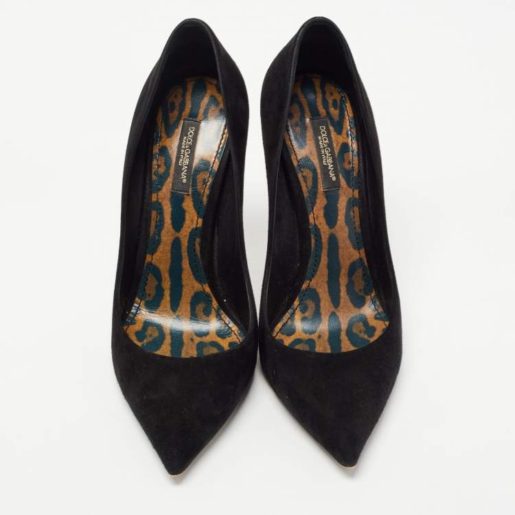 Pre Owned Dolce & Gabbana Black Nubuck Leather Pointed Toe Pumps Size 38.5