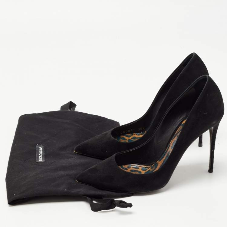 Dolce & Gabbana Black Nubuck Leather Pointed Toe Pumps Size 38.5 Dolce ...