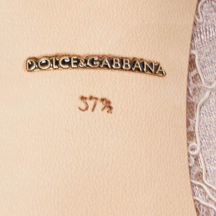 Pre Owned Dolce & Gabbana Pink Lace Crystal Embellished Bellucci Pumps Size 37.5