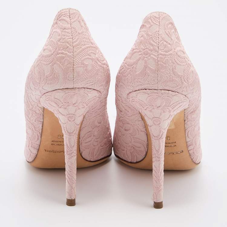 مملوكة مسبقًا Dolce & Gabbana Pink Embroidered Fabric Pointed Toe Pumps Size 38