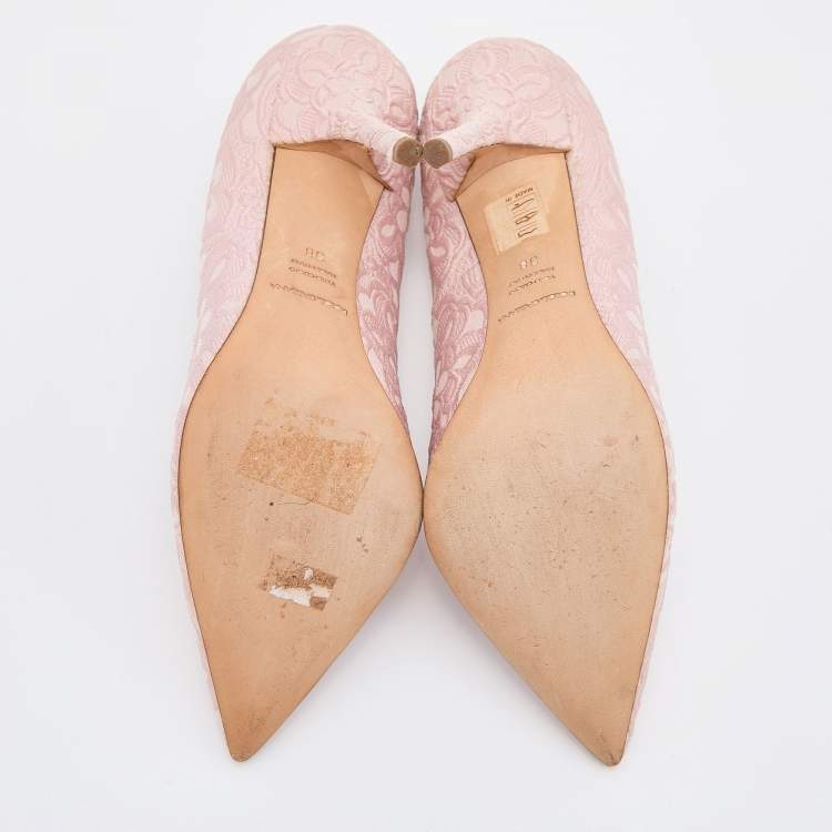 مملوكة مسبقًا Dolce & Gabbana Pink Embroidered Fabric Pointed Toe Pumps Size 38