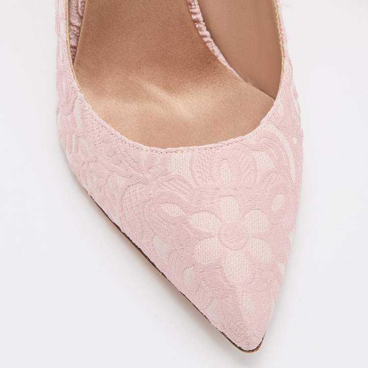 مملوكة مسبقًا Dolce & Gabbana Pink Embroidered Fabric Pointed Toe Pumps Size 38