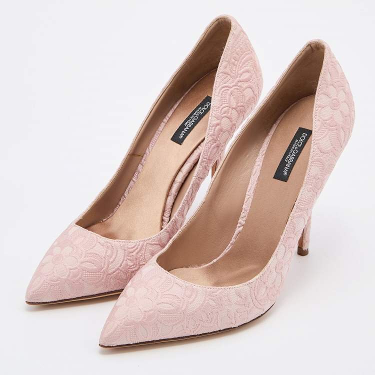 مملوكة مسبقًا Dolce & Gabbana Pink Embroidered Fabric Pointed Toe Pumps Size 38