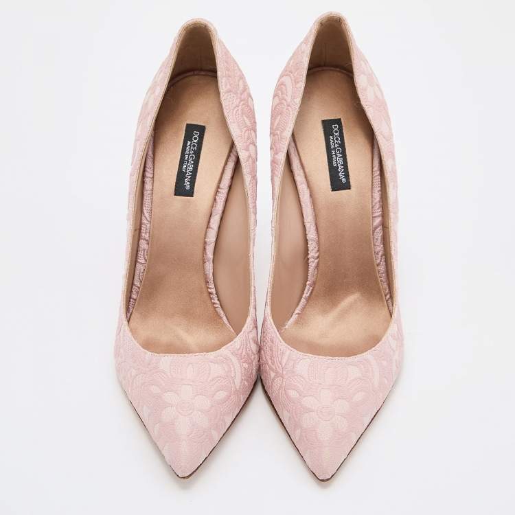 مملوكة مسبقًا Dolce & Gabbana Pink Embroidered Fabric Pointed Toe Pumps Size 38