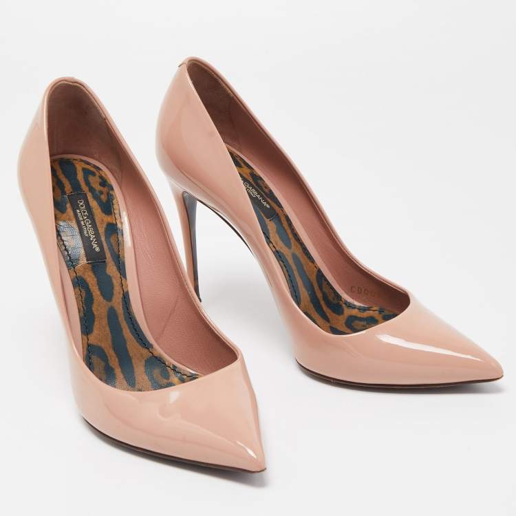Pre Owned Dolce & Gabbana Pink Patent Leather Pointed Toe Pumps Size 37.5