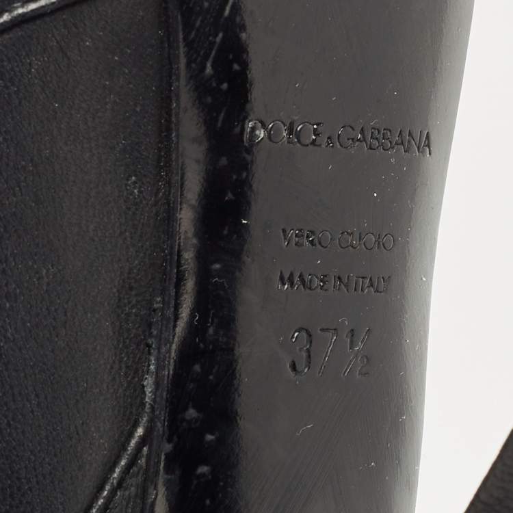 Pre Owned Dolce & Gabbana Black Leather Calf Length Boots Size 37.5