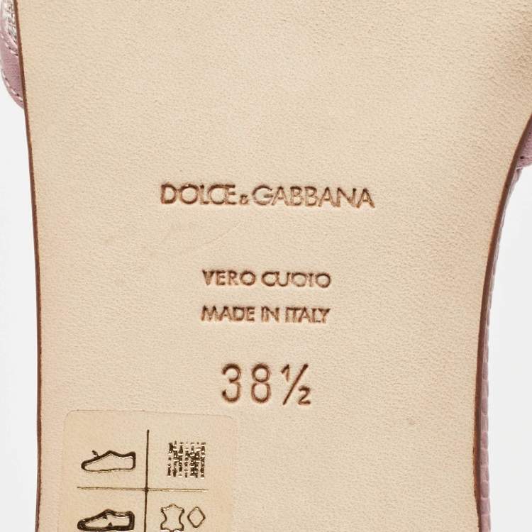 مملوكة مسبقًا Dolce & Gabbana Pink Satin and Lace Sofia Crystal Embellished Slide Flat Sandals Size 38.5