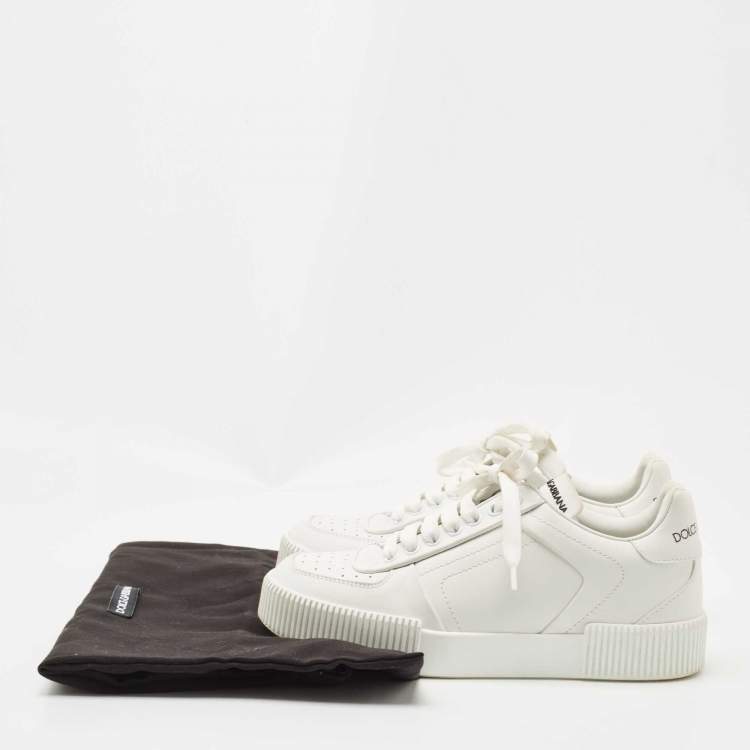 Pre Owned Dolce & Gabbana White Leather Low Top Sneakers Size 37