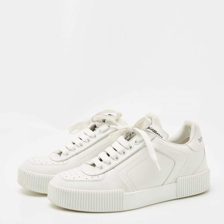 Pre Owned Dolce & Gabbana White Leather Low Top Sneakers Size 37