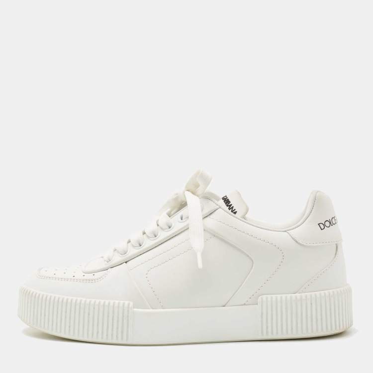 Pre Owned Dolce & Gabbana White Leather Low Top Sneakers Size 37
