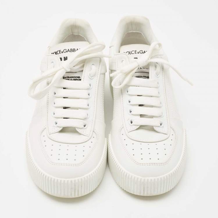 Pre Owned Dolce & Gabbana White Leather Low Top Sneakers Size 37