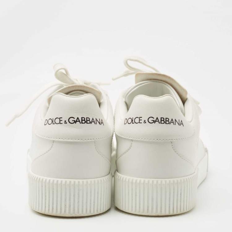 Pre Owned Dolce & Gabbana White Leather Low Top Sneakers Size 37