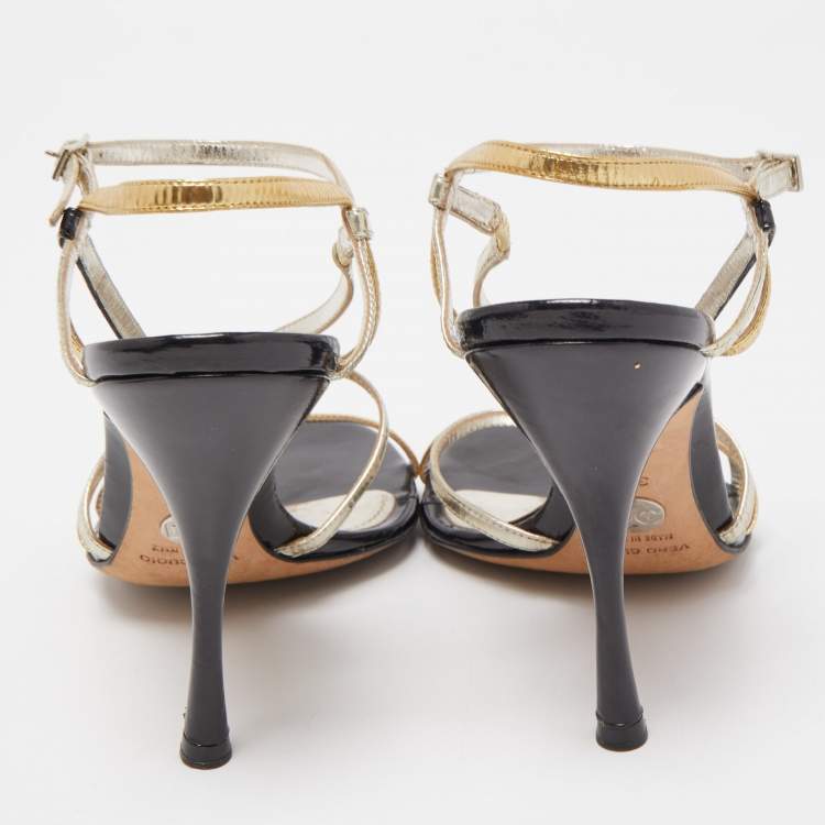 Pre Owned Dolce & Gabbana Tricolour Leather Strappy Sandals Size 39.5