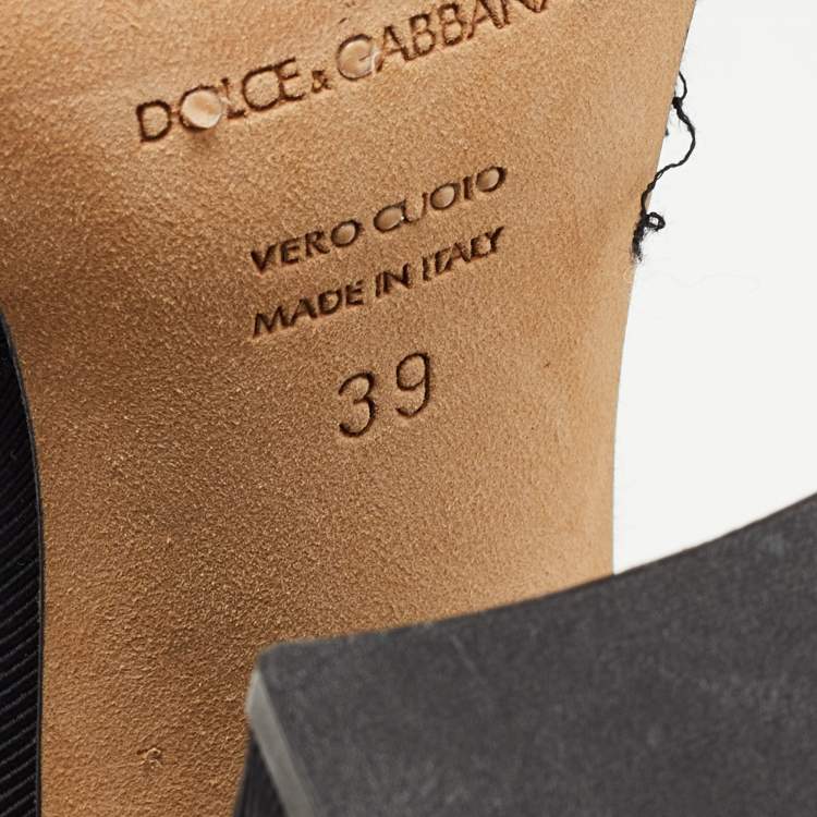 Pre Owned Dolce & Gabbana Black Mesh and Lace Ankle Strap Sandals Size 39