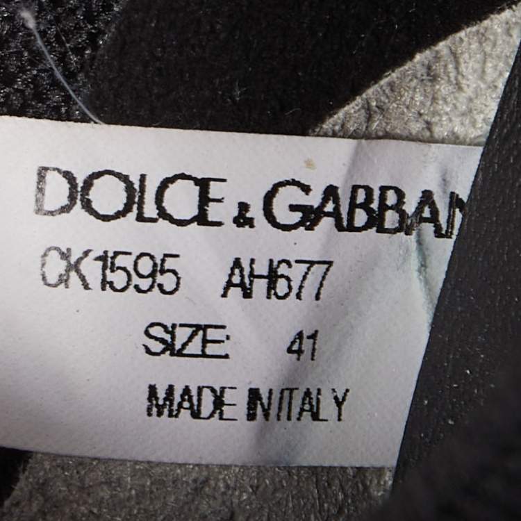 Pre Owned Dolce & Gabbana Black/White Knit Fabric Sorrento Sneakers Size 41 