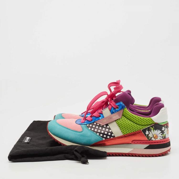 مملوكة مسبقًا Dolce & Gabbana Multicolor Leather and Suede Low Top Sneakers Size 38
