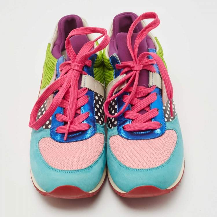 مملوكة مسبقًا Dolce & Gabbana Multicolor Leather and Suede Low Top Sneakers Size 38